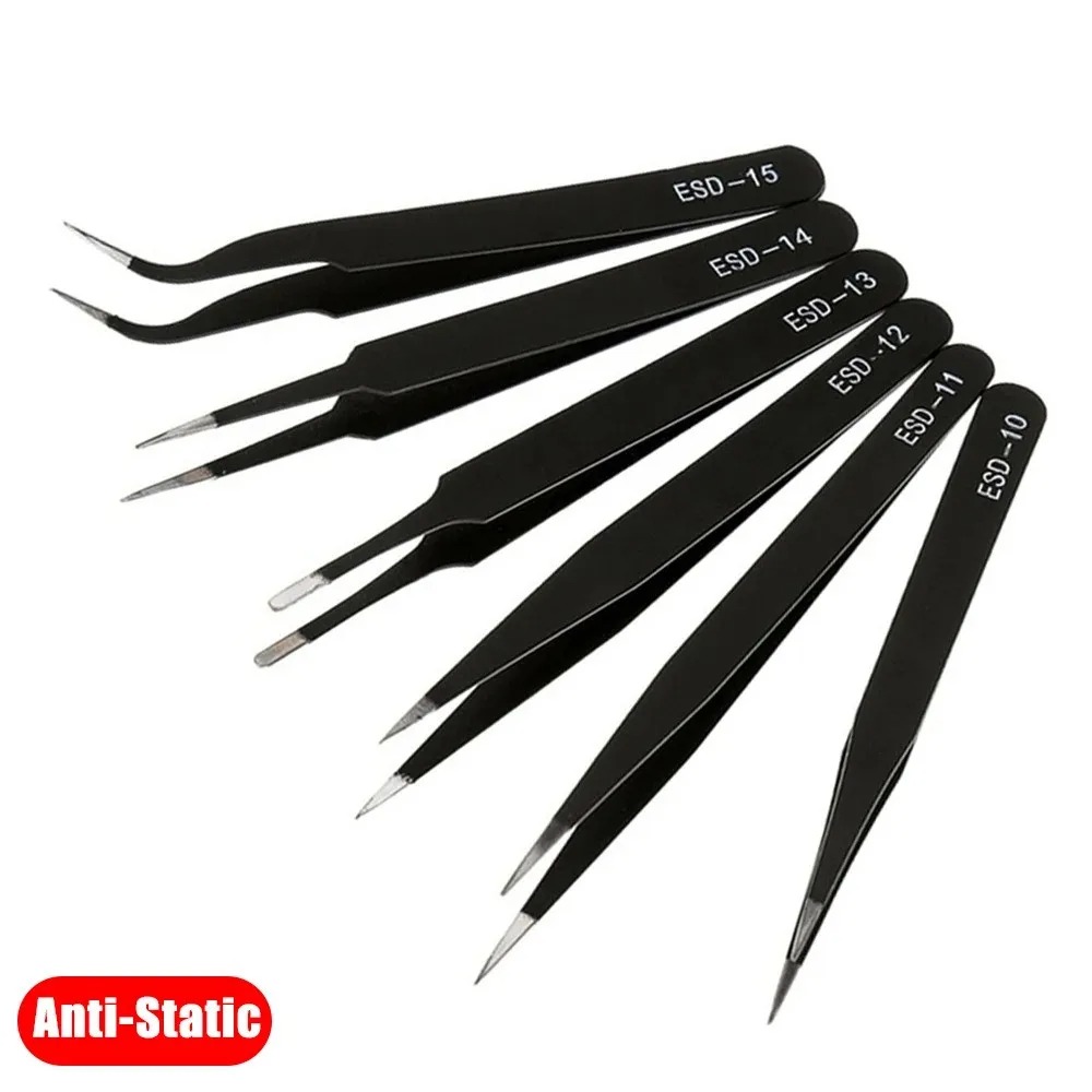 Electronics Repair Tools And Equipment - 6PCS Precision Tweezers Set ESD Anti