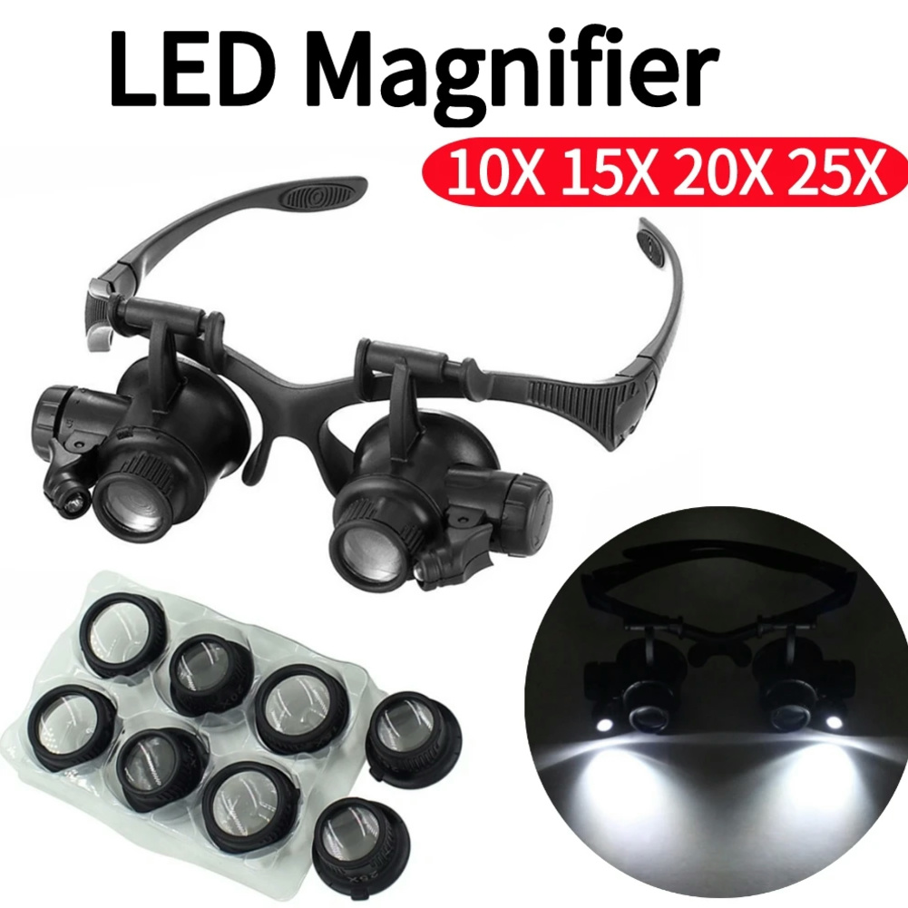 10X/15X/20X/25X LED Magnifier  - Electronics Repair Glasses recension och pris